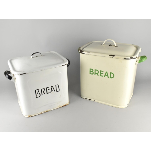 569 - Two Vintage Cream Painted Lidded Bread Bins