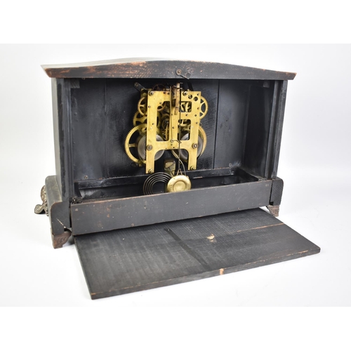 57 - A Late 19th/Early 20th Century Ebonized Wooden Case Mantel Clock of Architectural Form with Half Ree... 