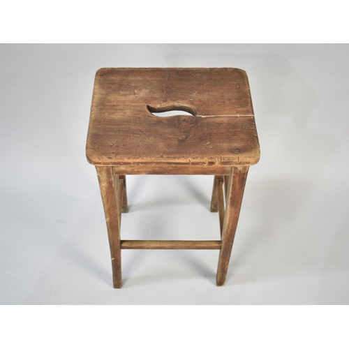 72 - A Vintage Rectangular Topped Work stool, 38cms by 29cms and 76cms High