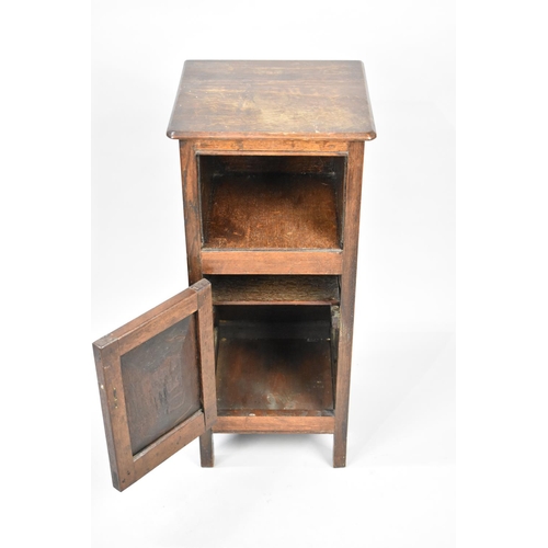 80 - An Edwardian Oak Bedside Cabinet, 32cms Wide and 75cms High