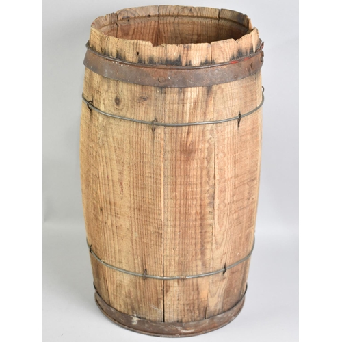 85 - A Rustic Iron Bound Barrel, 28cms Diameter, 46cms High