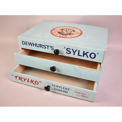 9 - A Mid 20th Century Three Drawer Counter Top Cotton Box Inscribed for Dewhursts' Sylko and Trylko, 31... 