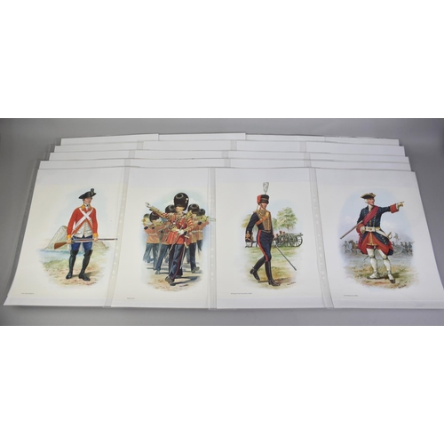 96 - A Collection of 20 Unframed Military Regimental Prints Depicting Soldiers Through The ages After Cha... 