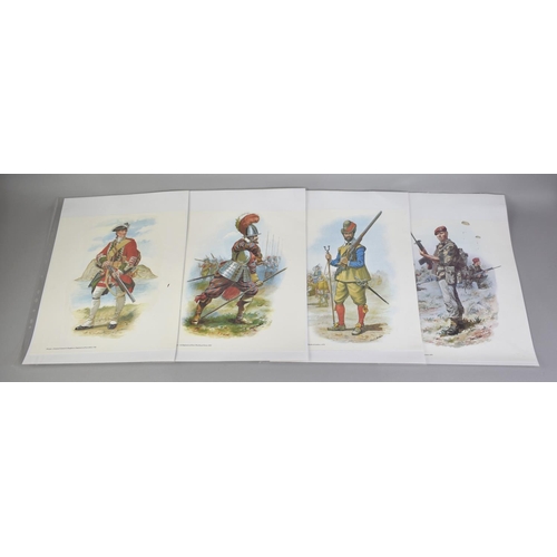 96 - A Collection of 20 Unframed Military Regimental Prints Depicting Soldiers Through The ages After Cha... 