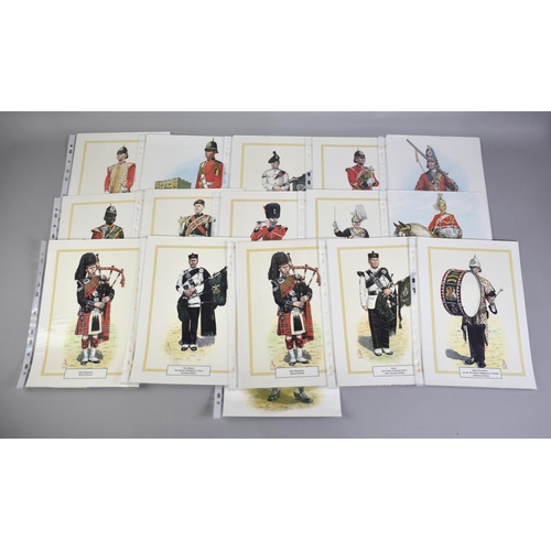 97 - A Collection of 17 Unframed Military Prints Depicting Regimental Band Members, Each 21x30cms, After ... 