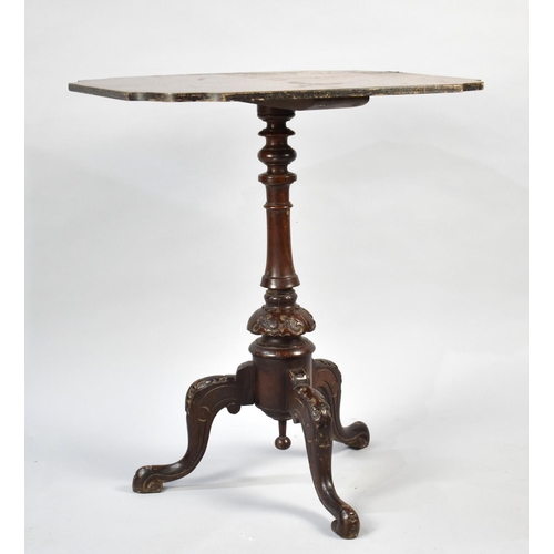 100 - A Late Victorian Mahogany Tripod Table Base with Later Rectangular Top, 69cms High