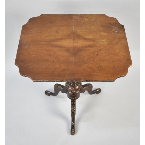 100 - A Late Victorian Mahogany Tripod Table Base with Later Rectangular Top, 69cms High