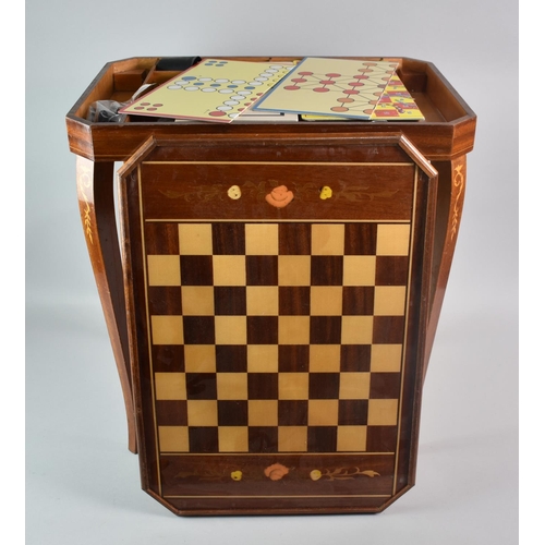 104 - An Italian Inlaid Games Table with Reversible Chess Board Top, 53cms Wide