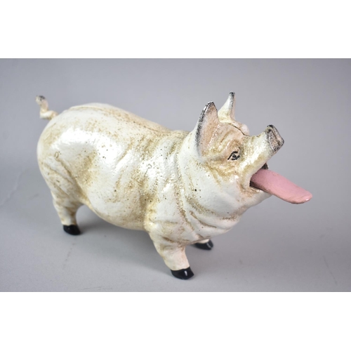 121 - A Reproduction Cast Metal Novelty Money Box in the Form of a Pig, (Place Coin on Tongue and Press Ta... 