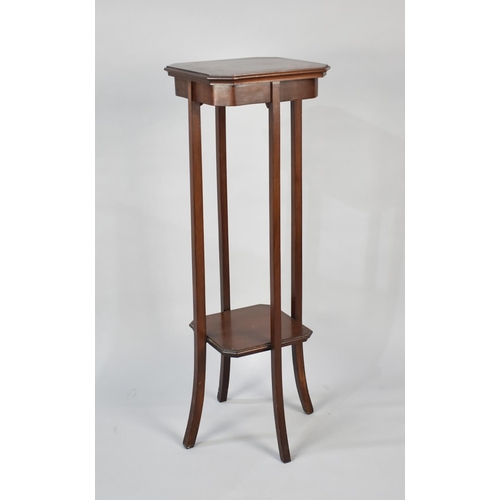 133 - An Edwardian Mahogany Jardiniere Stand with Square Stretcher Shelf, 100cms High