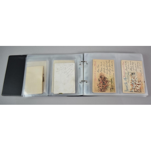 135 - A Ringbinder Containing Nine WWI silk Postcards, Nestle's Swiss Milk Advertising Postcards, Spillers... 