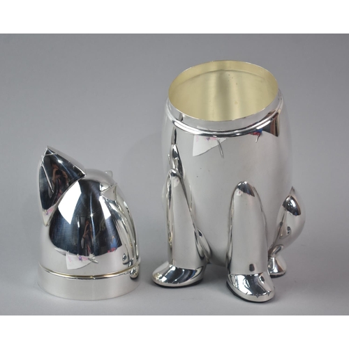 160 - A Novelty Silver Plated Cocktail Shaker in the Form of a Seated Polar Bear, 31cms High