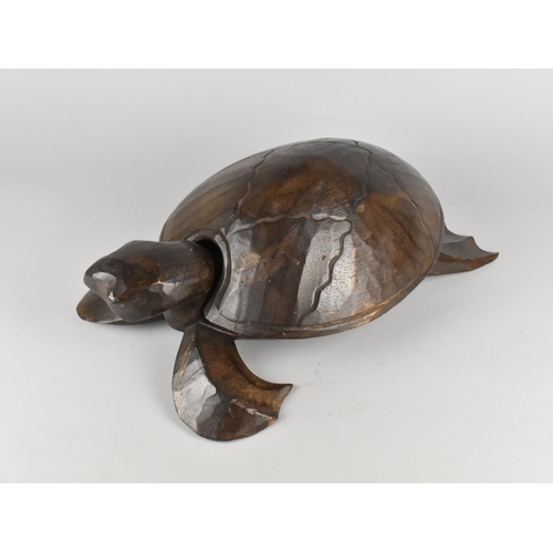 180 - A Large Carved Wooden Bowl in the Form of a Turtle, 39cms Wide