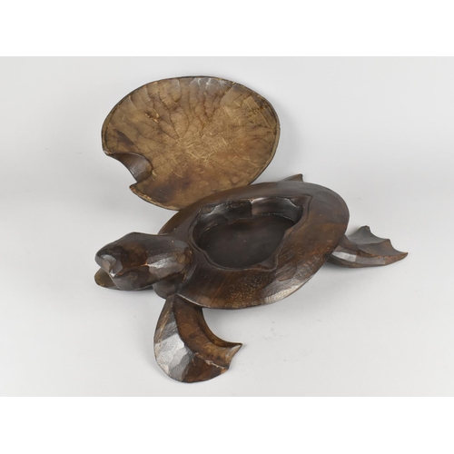 180 - A Large Carved Wooden Bowl in the Form of a Turtle, 39cms Wide