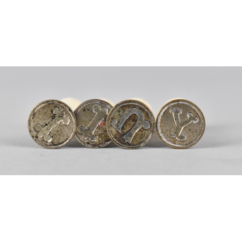 24 - A Set of Four Miniature Seals, Monogrammed U, Y and Two I, 3.25cms Long