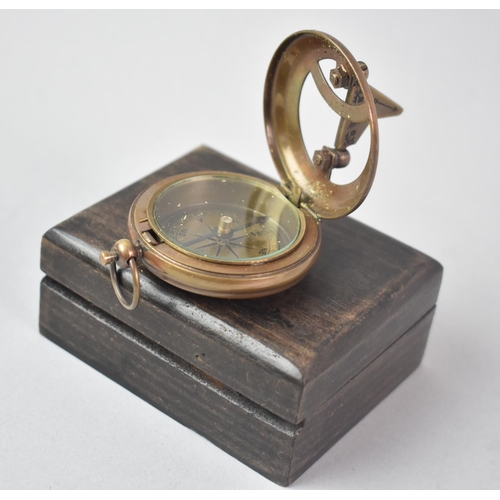 42 - A Reproduction Cased Pocket Combination Compass and Sundial, 4.5cms Diameter