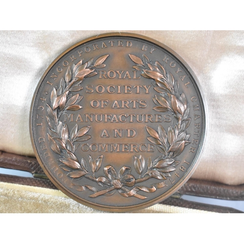 47 - A Cased Bronze Medallion for the Royal Society of Arts Manufactures and Commerce, George V, 1910