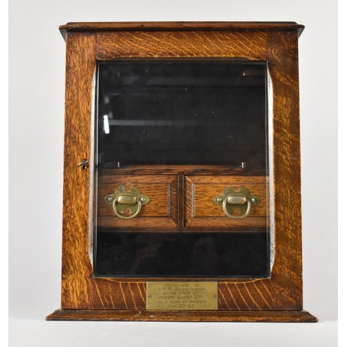 54 - An Edwardian Oak Presentation Smokers Cabinet with Glazed Door to Fitted Interior having Two Centre ... 