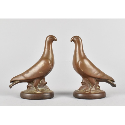 A Pair of Bronze Studies of Racing Pigeons, 11cms High