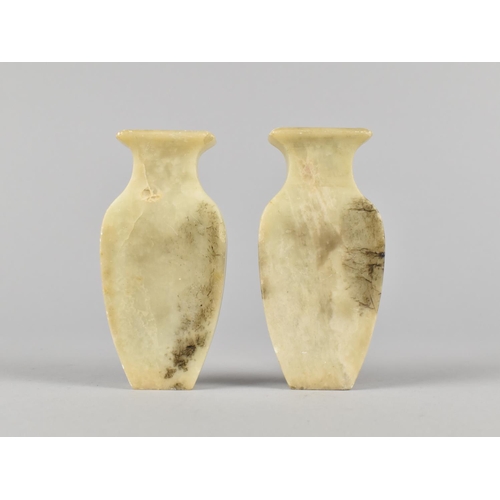 62 - A Pair of Chinese Late Qing Period Stone Vases, One with Chip to Rim, 9.5cms High