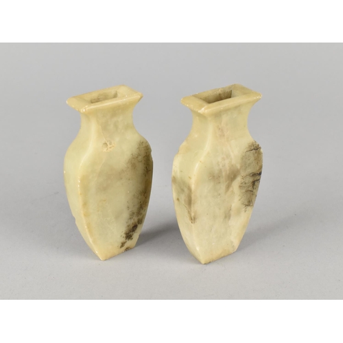 62 - A Pair of Chinese Late Qing Period Stone Vases, One with Chip to Rim, 9.5cms High