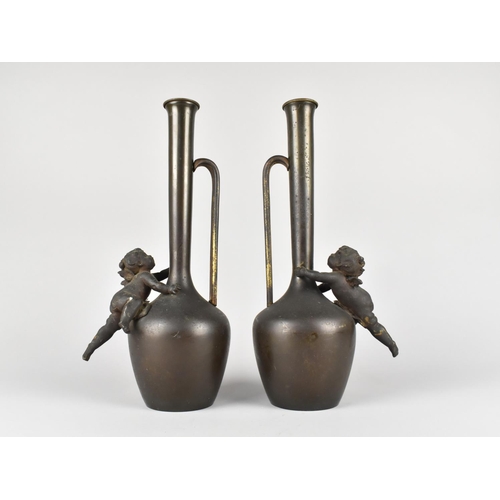 63 - A Pair of Late 19th/Early 20th Century Kayser German Vases, Formerly Gilt and Silver Plated Decorati... 