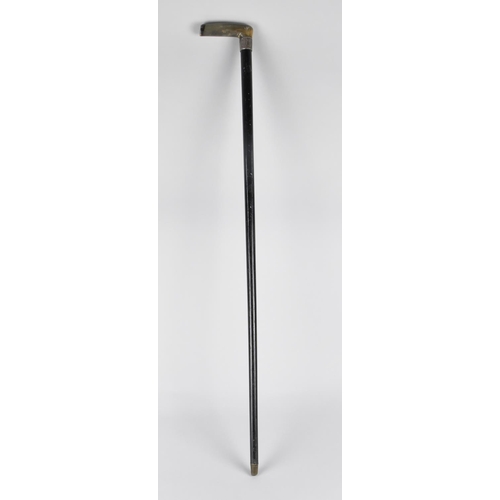 7 - A Silver Mounted Horn Handled Ebonized Walking Cane