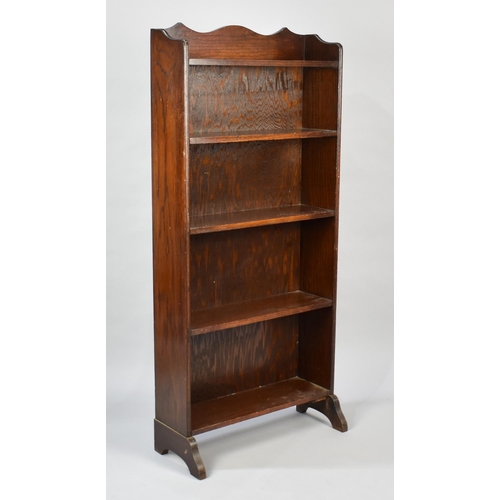 83 - A Mid 20th Century Oak Four Shelf Open Galleried Bookcase, 56cms Wide and 124cms High