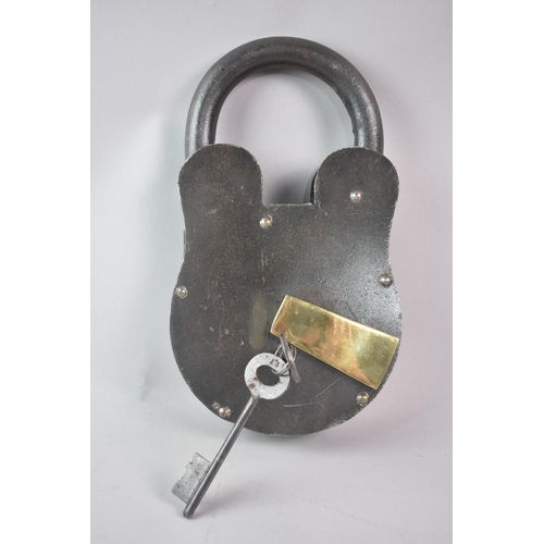 84 - A Large Modern Metal Padlock with Two Keys, 29cms High