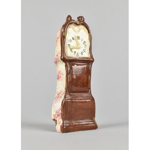 86 - A Rare Staffordshire Pearlware Longcase Clock, Early 19th Century, Brown Glaze and Spongeware Decora... 