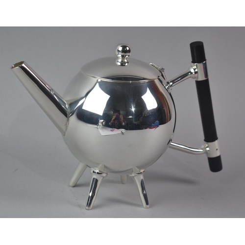 92 - A Reproduction Silver Plated Globular Teapot in the Manner of Christopher Dresser, 14cms High