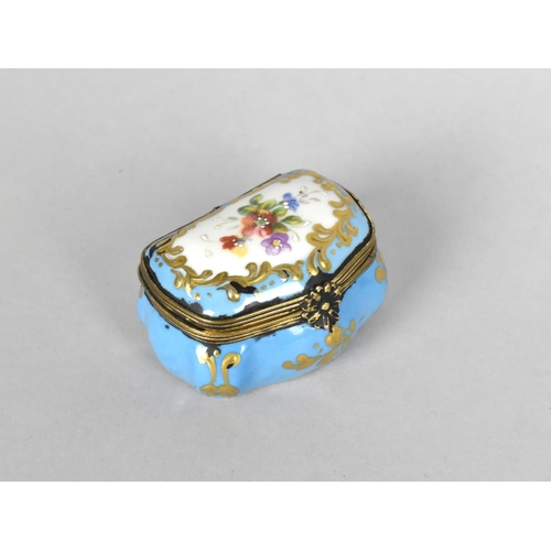 17 - A French Ormolu Mounted Porcelain Box Decorated in the Sevres Style with Hand Painted Flowers and Gi... 