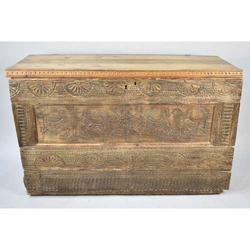 488 - A Carved Far Eastern or Colonial Coffer Chest, 174cms Wide