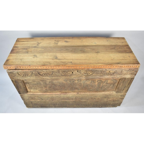 488 - A Carved Far Eastern or Colonial Coffer Chest, 174cms Wide