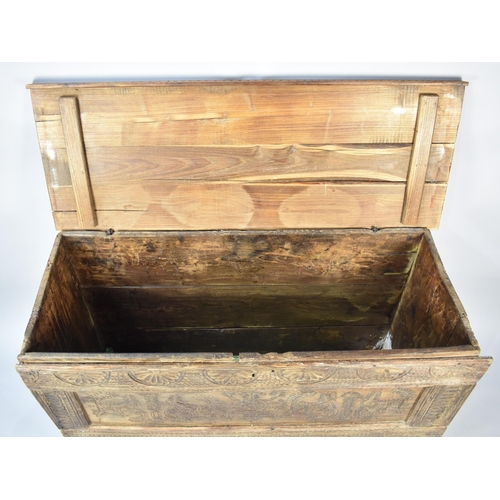 488 - A Carved Far Eastern or Colonial Coffer Chest, 174cms Wide