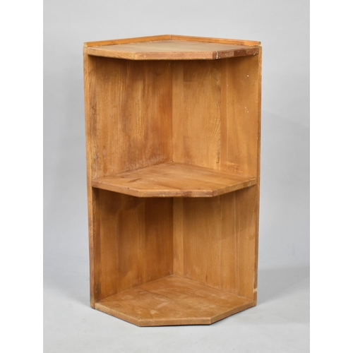 489 - A Modern Wall Hanging Pine Corner Cabinet with Shaped Centre Shelf, 55cms Wide