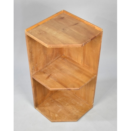 489 - A Modern Wall Hanging Pine Corner Cabinet with Shaped Centre Shelf, 55cms Wide