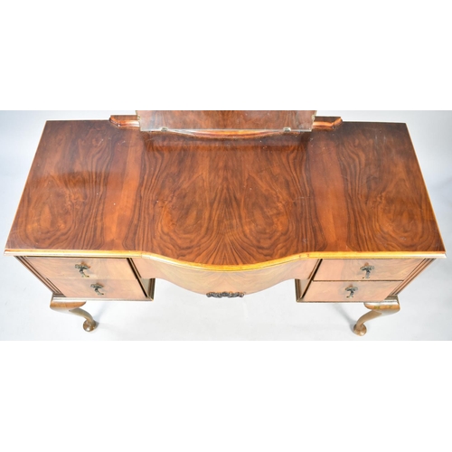 506 - A Mid 20th Century Walnut Breakfront Kneehole Dressing Table with two Drawers Either Side Deeper Cen... 