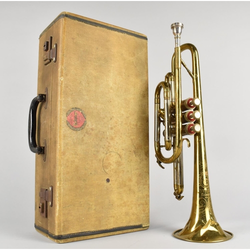 102 - A Cased Vintage Brass Trumpet, The Invicta, by Selmer