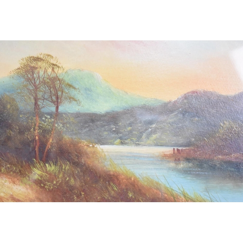 105 - A Pair of Gilt Framed Gouaches, Highland Landscapes with Castle Ruins and River, Each 45x25cms