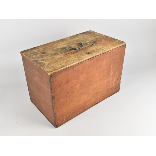 112 - A Vintage Wooden Crate Converted to Ballot Box with Brass Handles, 41cms Wide