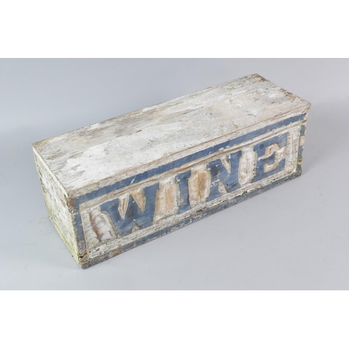 129 - A Modern White and Blue Painted Shabby Chic Wine Box, 40cms Wide