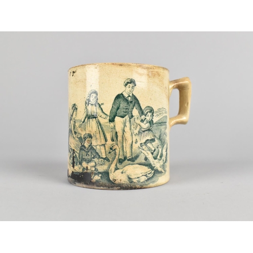 13 - A 19th Century Transfer Printed Childrens Mug, Loss to Bottom Rim and Somewhat Stained