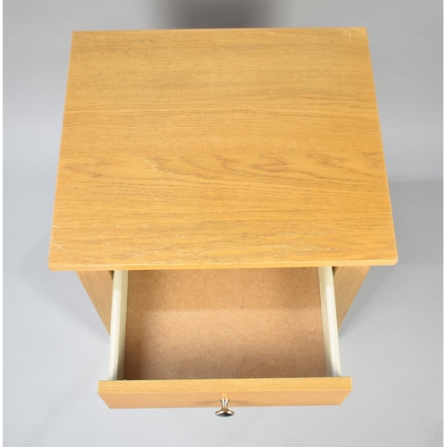 132 - A Modern Bedside Table with Single Drawer and Stretcher Shelf, 52cms Wide and 58cms High