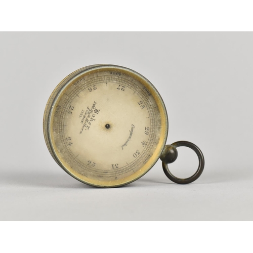 15 - A Pocket Compensated Brass Cased Barometer by Baker of London, Back Plate Inscribed Prize for Engine... 