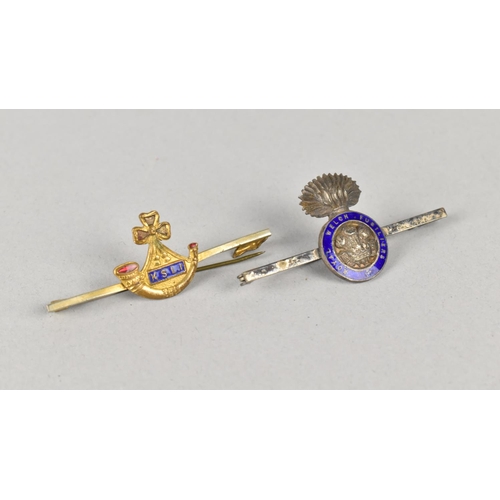 168 - A Royal Welch Fusiliers Enamelled Silver Sweetheart Brooch and a Enamelled Sweetheart Brooch for The... 