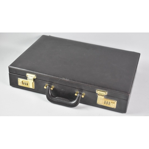 204 - A Modern Leather Effect Combination Lock Briefcase with Fitted Interior