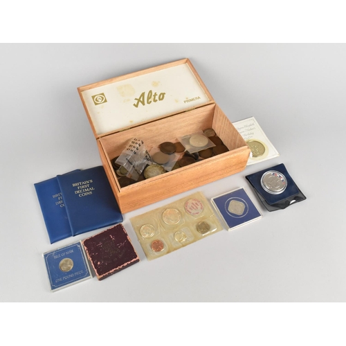 211 - A Box Containing Victorian and Later British Coins, Crowns, Festival of Britain Medals Etc