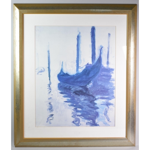 222 - A Large Framed Print of Venetian Gondola, 49x62cms