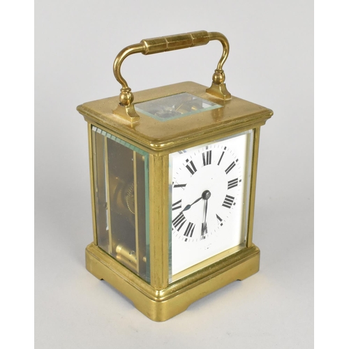 28 - A Mid 20th Century French Brass Cased Carriage Clock with White Enamel Dial, Complete with Key and W... 